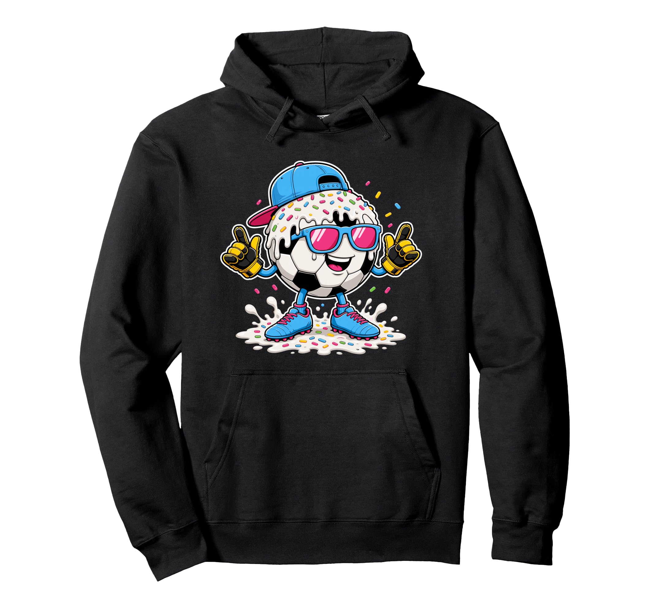 Soccer Ball Melting Ice Cream Drip Hoodie - Casual Everyday Wear Men Women