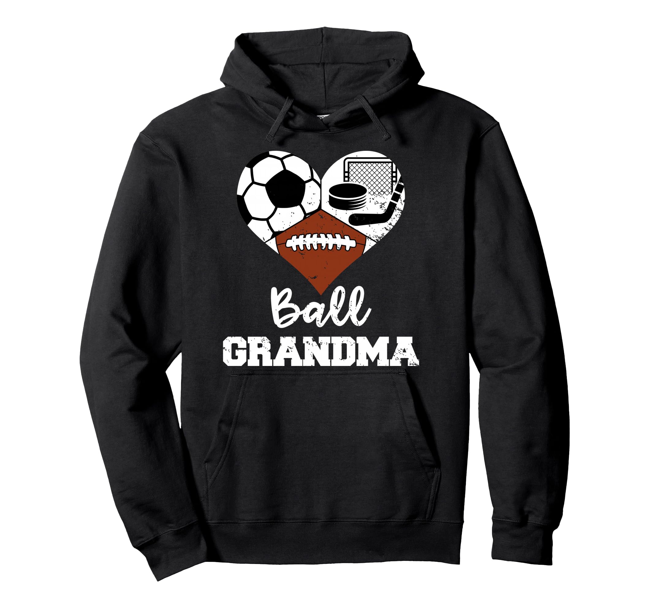 Ball Grandma Heart Funny Soccer Football Hoodie - Minimalist Print Unisex