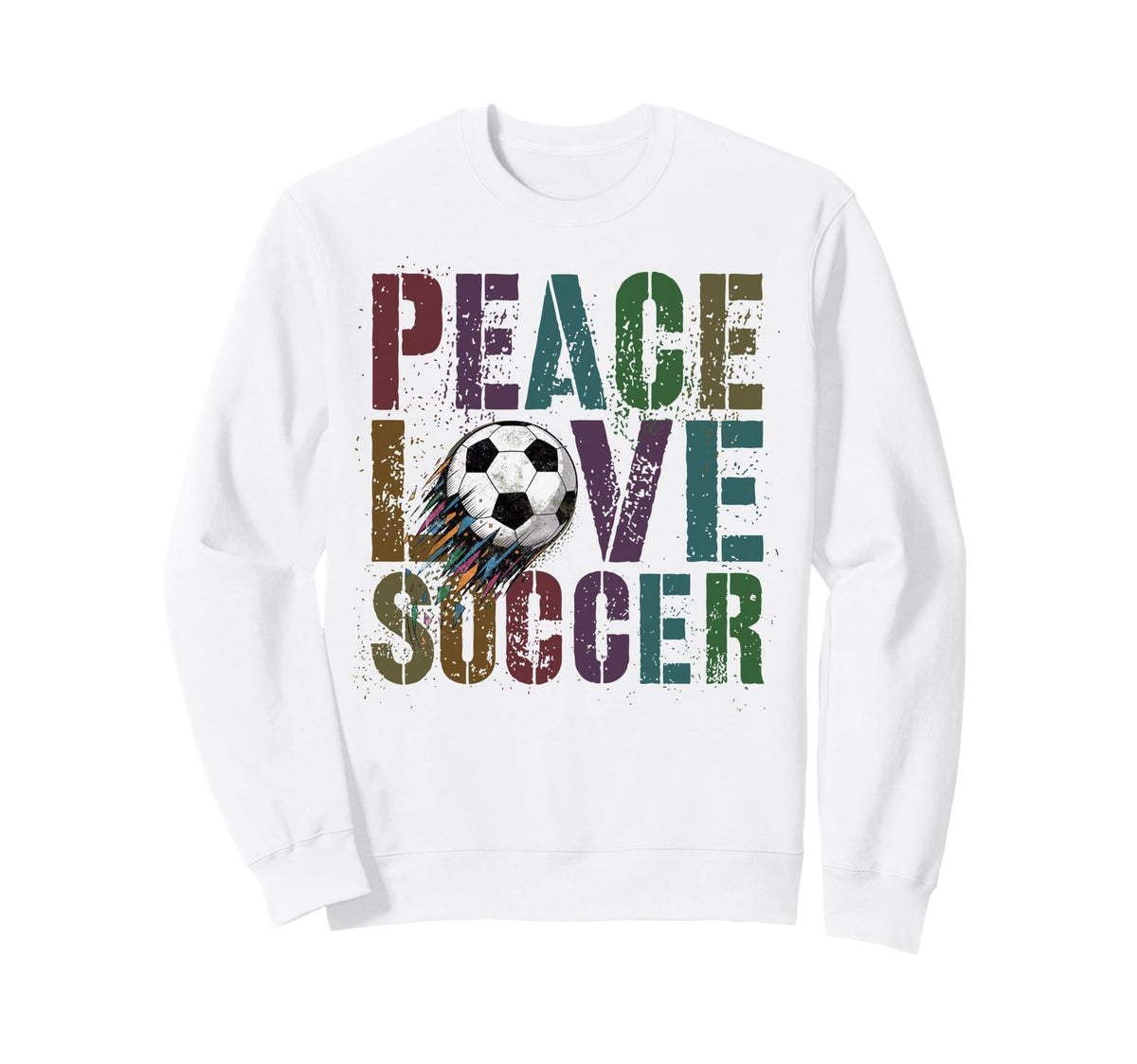 Groovy Peace Love Soccer Kickin Ball Sweatshirt - Minimalist Print Unisex