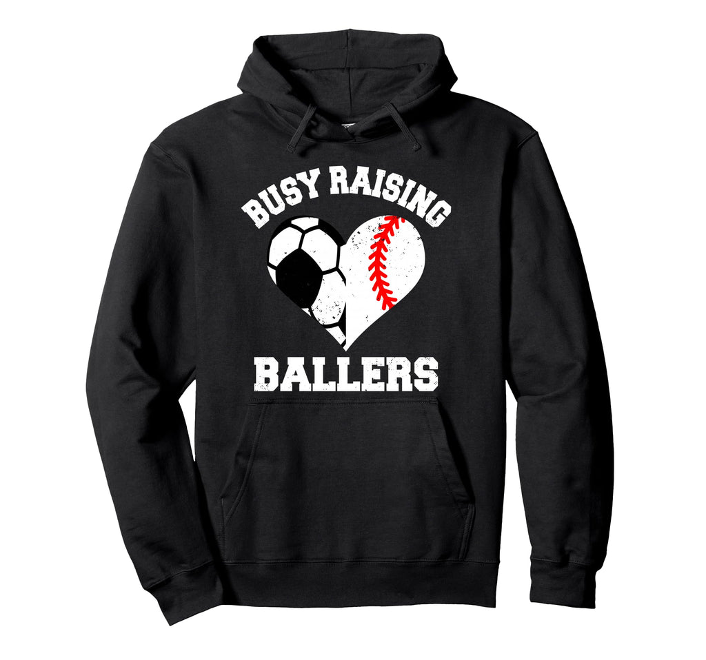 Busy Raising Ballers Soccer Baseball Hoodie - Minimalist Print Unisex