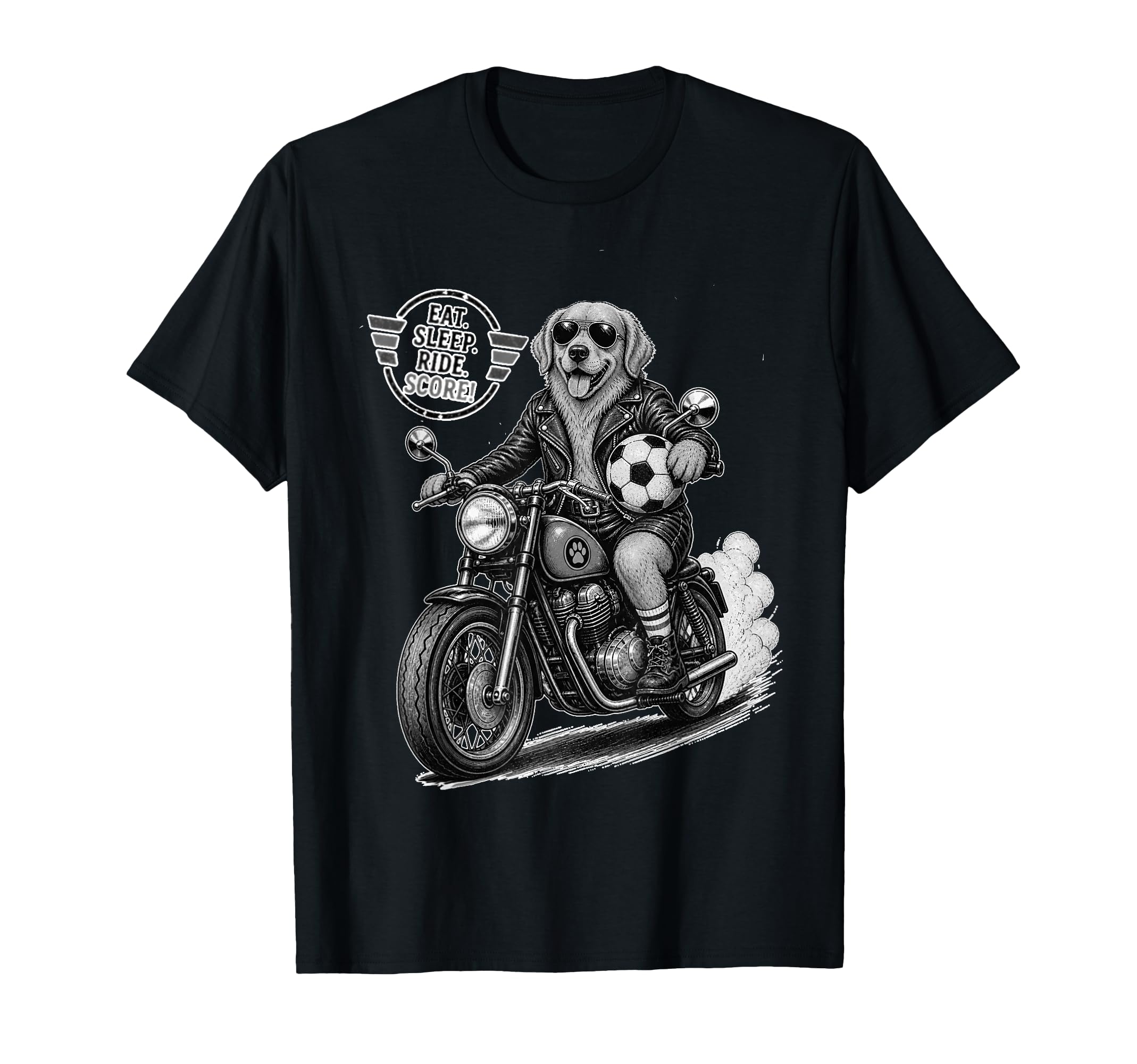 Golden Retriever Motorbike Love Footbal T-Shirt - Trendy Graphic Unisex