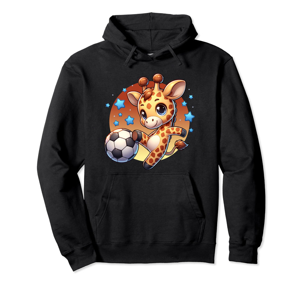 Giraffe Soccer Player Kicking Soccer Hoodie - Custom Art Print for Adults