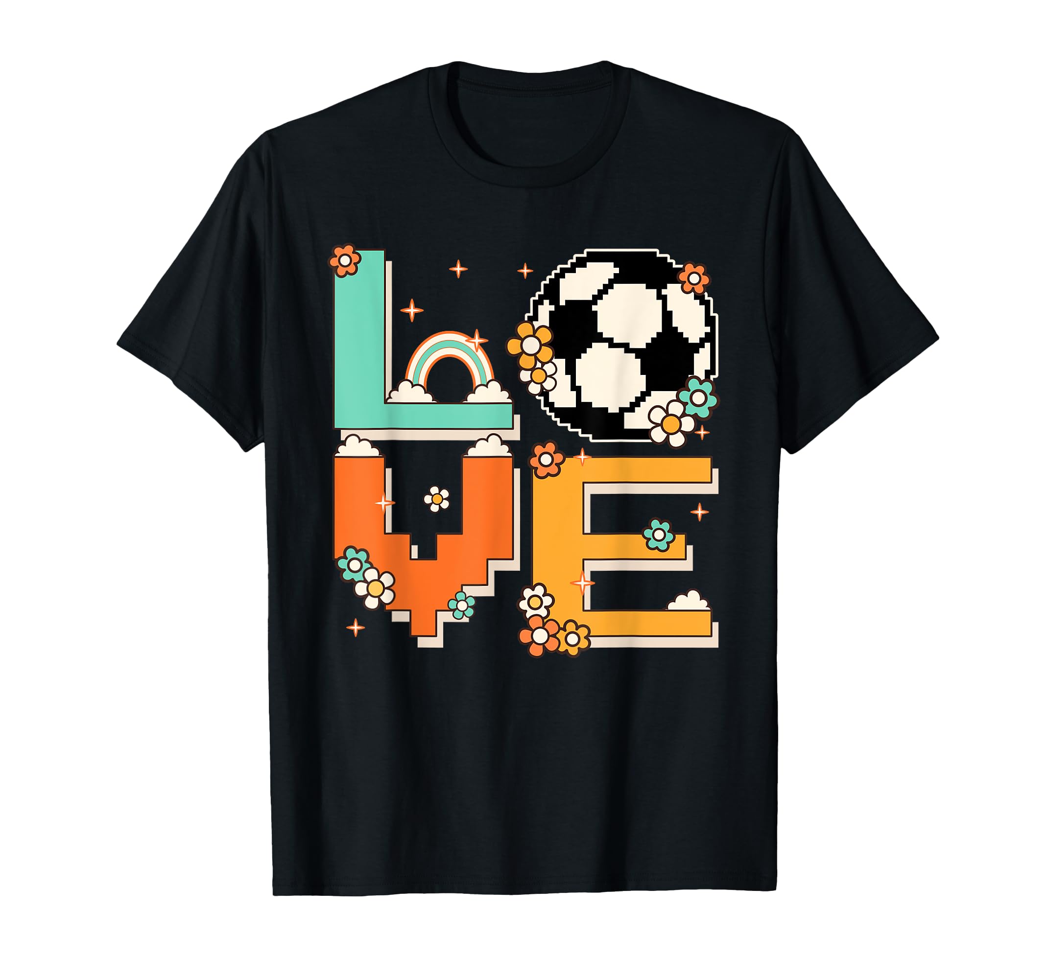 Pixel Art 60S 70S Hippie Outfit Love T-Shirt - Casual Everyday Wear Unisex