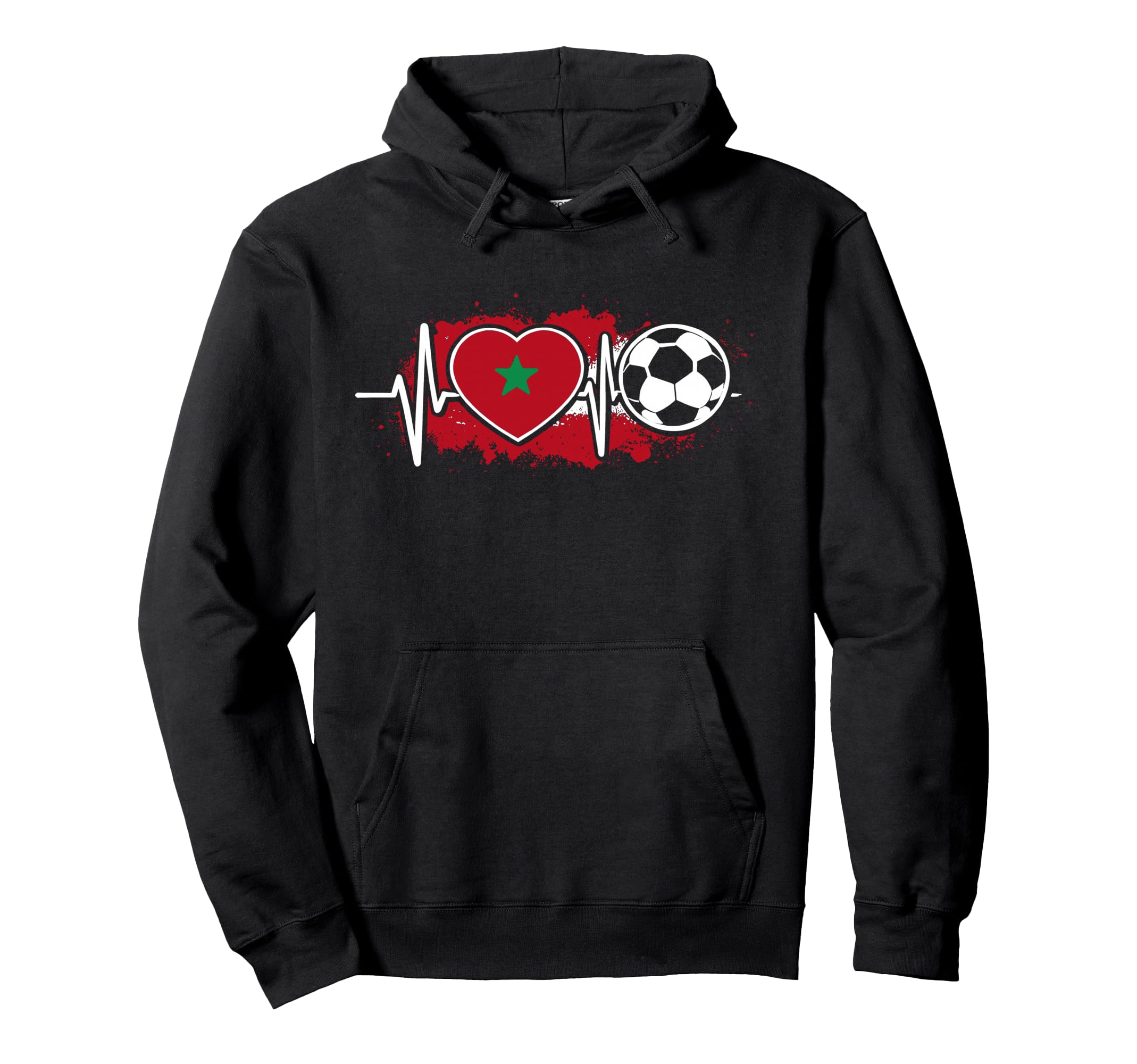Soccer Pulse Moroccan Flag Hoodie - Fun Novelty Design for Adults
