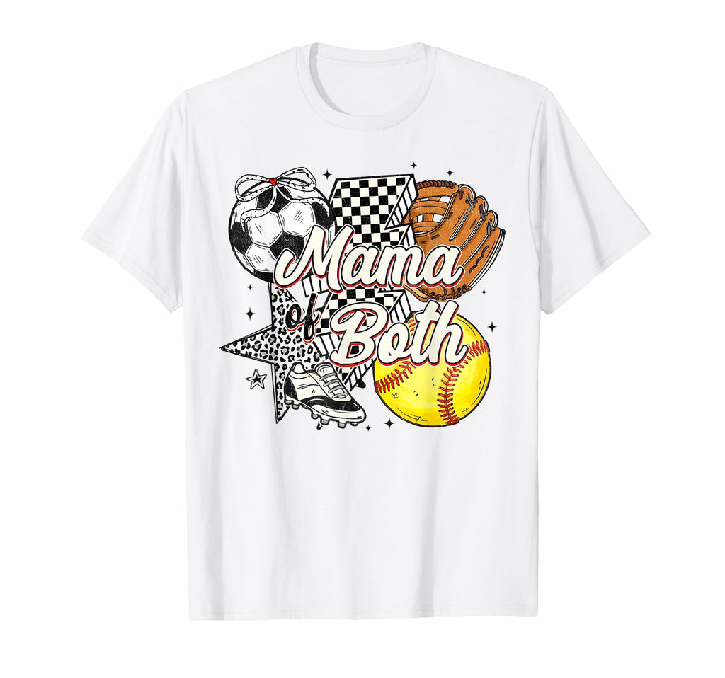 Mama Both Soccer Softball Mom Sports T-Shirt - Aesthetic Graphic Unisex