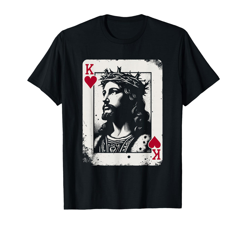 Jesus King Hearts Religious Card Game T-Shirt - Fun Novelty Design Unisex