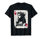Jesus King Hearts Religious Card Game T-Shirt - Fun Novelty Design Unisex