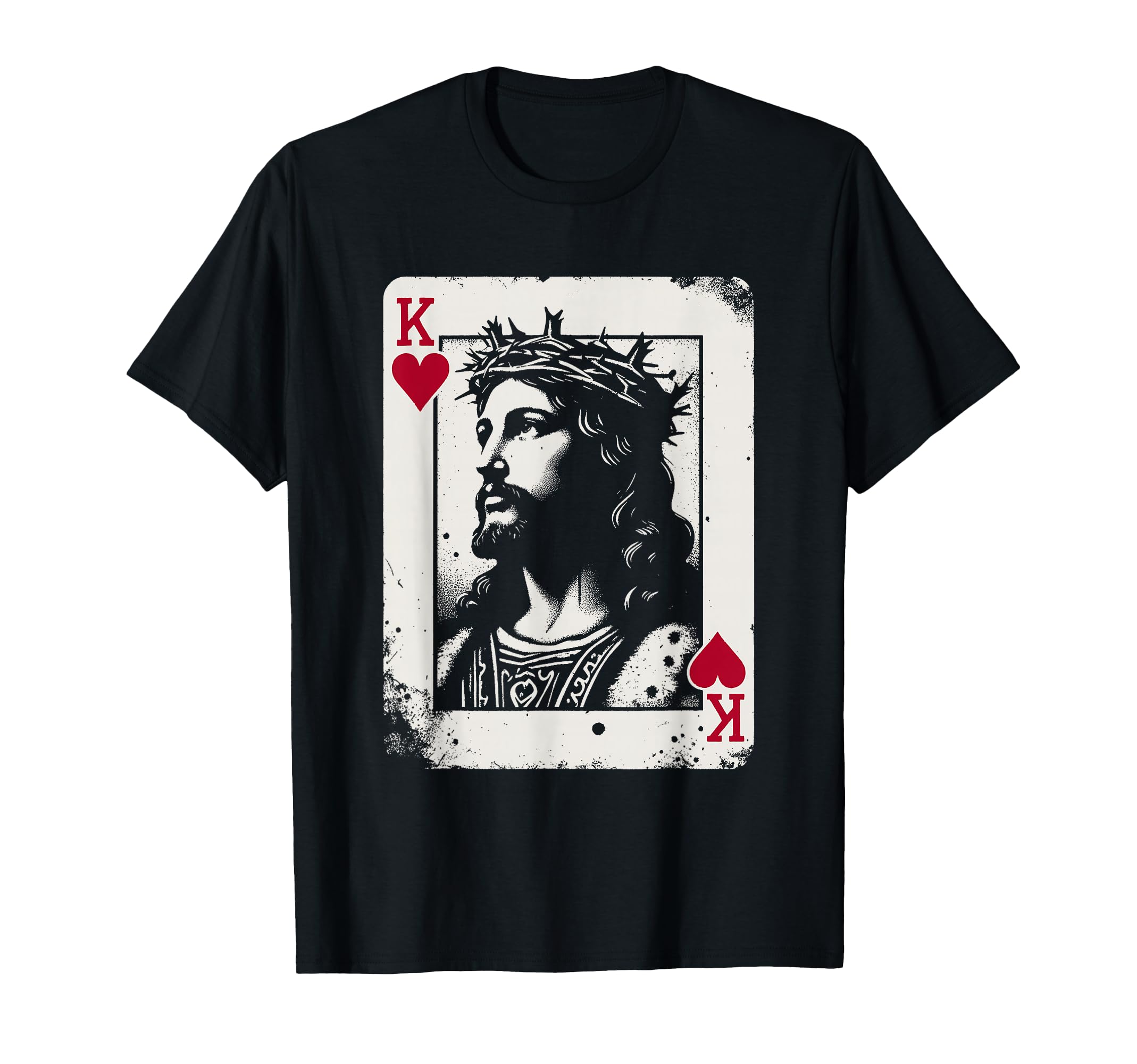 Jesus King Hearts Religious Card Game T-Shirt - Fun Novelty Design Unisex