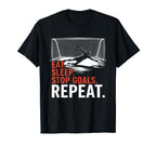 Eat Sleep Stop Goal Repeat Coach Team T-Shirt - Unique Graphic Men Women