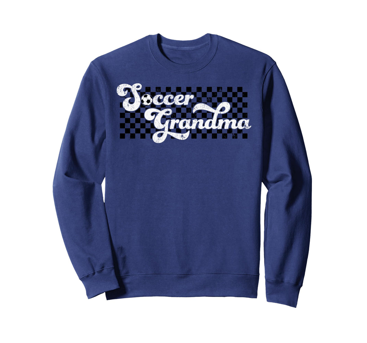 Soccer Grandma Grandmother Checkered Sweatshirt - Trendy Graphic for Adults