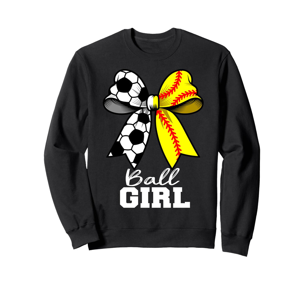 Ball Soccer Softball Coquette Bow Sweatshirt - Graphic Print Men Women