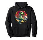 T Rex Dinosaur Playing Soccer Ball Player Hoodie - Streetwear Style Unisex