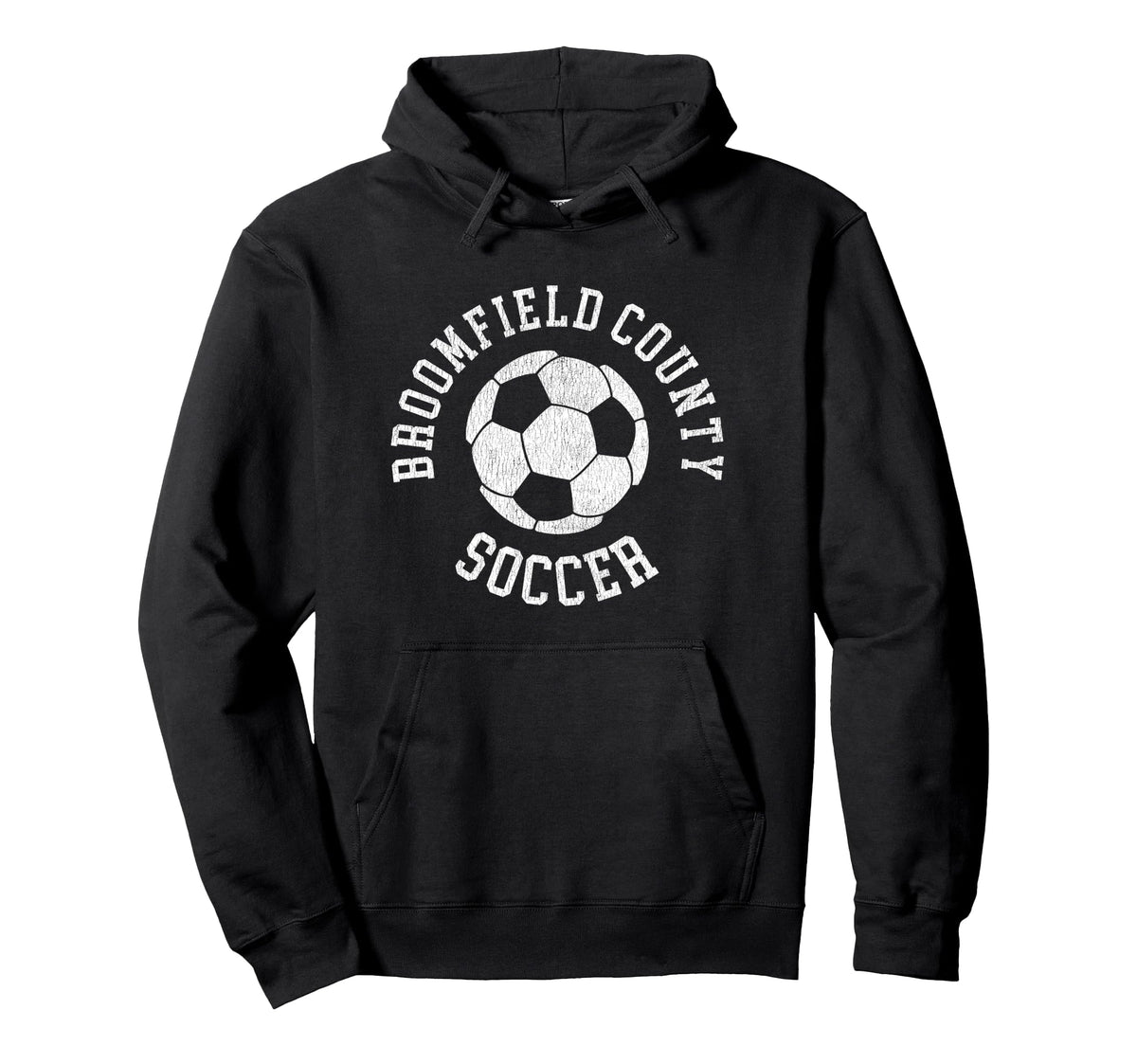 Broomfield County Soccer Distressed 90S Hoodie - Minimalist Print Unisex