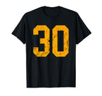 Distressed Orange Number 30 T-Shirt - Casual Everyday Wear Men Women