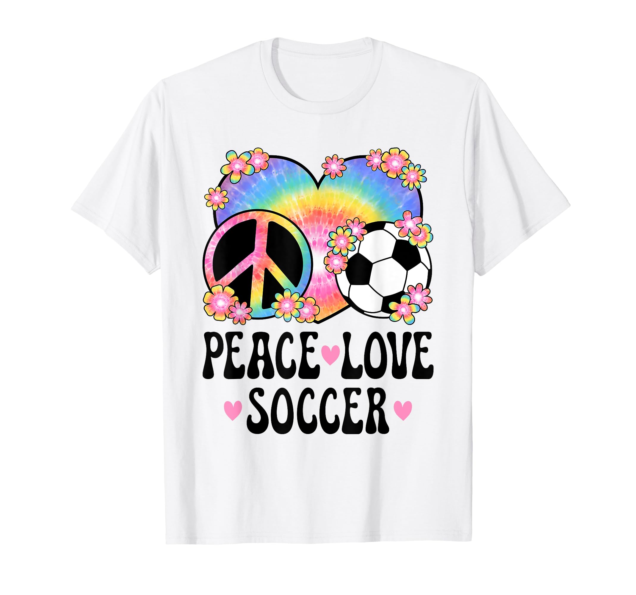 Peace Love Soccer Lover 60S 70S Hippie T-Shirt - Minimalist Print Unisex