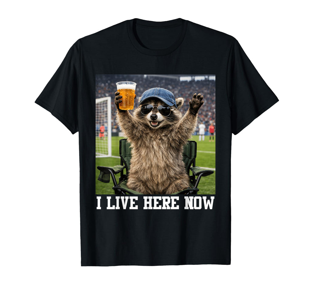Funny Drinking Raccoon Ballfield T-Shirt - Fun Novelty Design Men Women