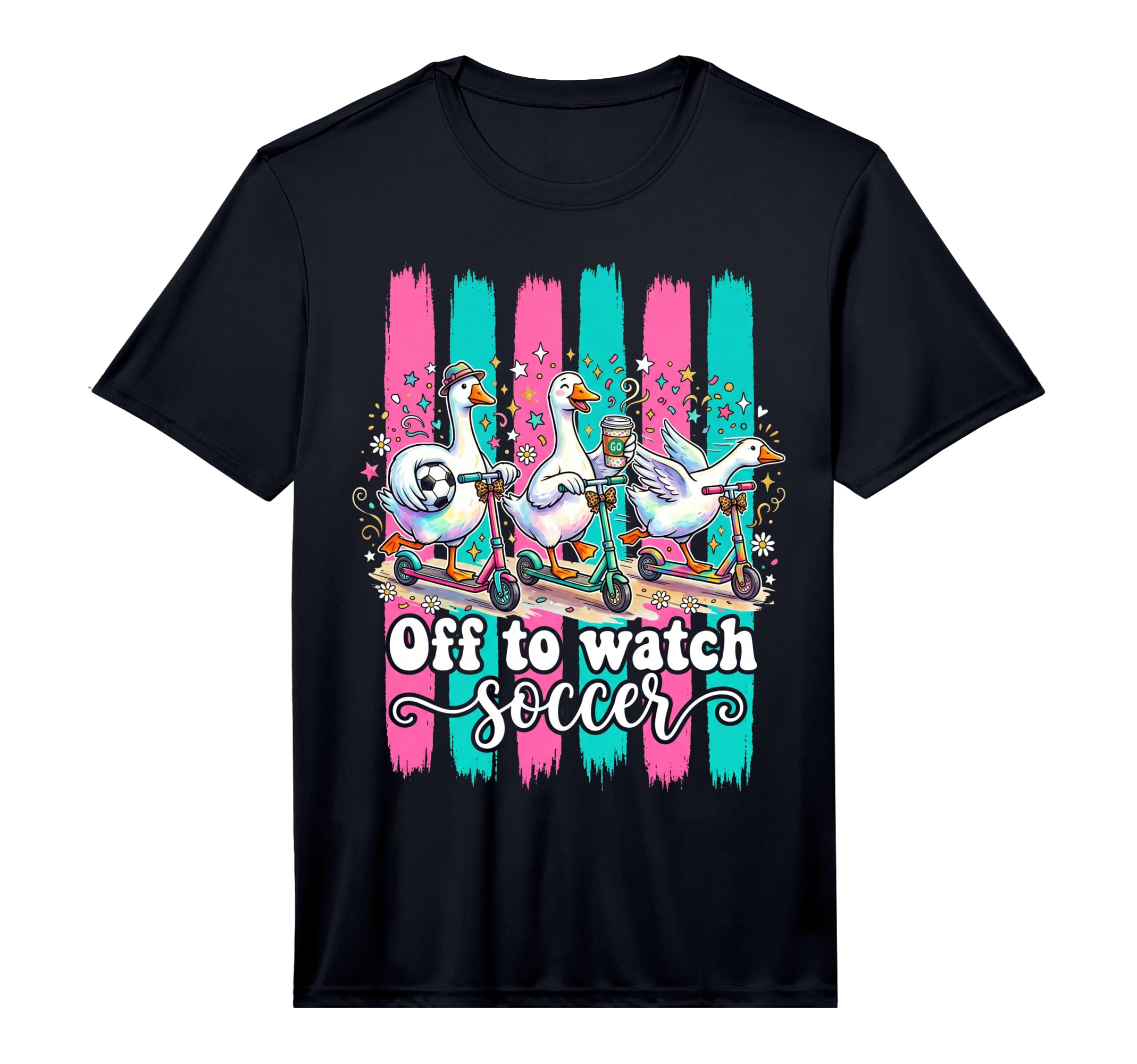 Off To Watch Soccer Silly Goose Funny T-Shirt - Novelty Apparel for Adults
