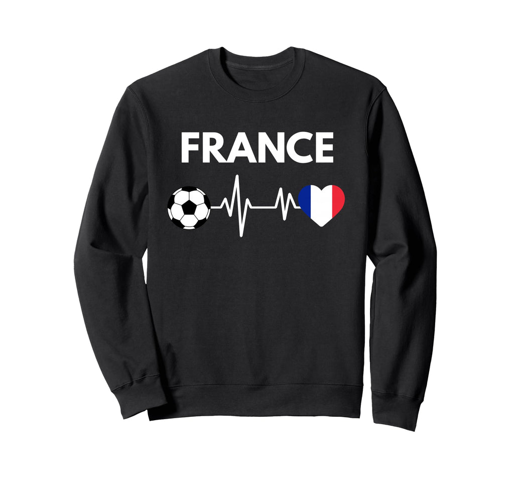 France Flag Heartbeat Soccer Sweatshirt - Minimalist Print Unisex