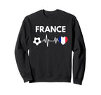 France Flag Heartbeat Soccer Sweatshirt - Minimalist Print Unisex