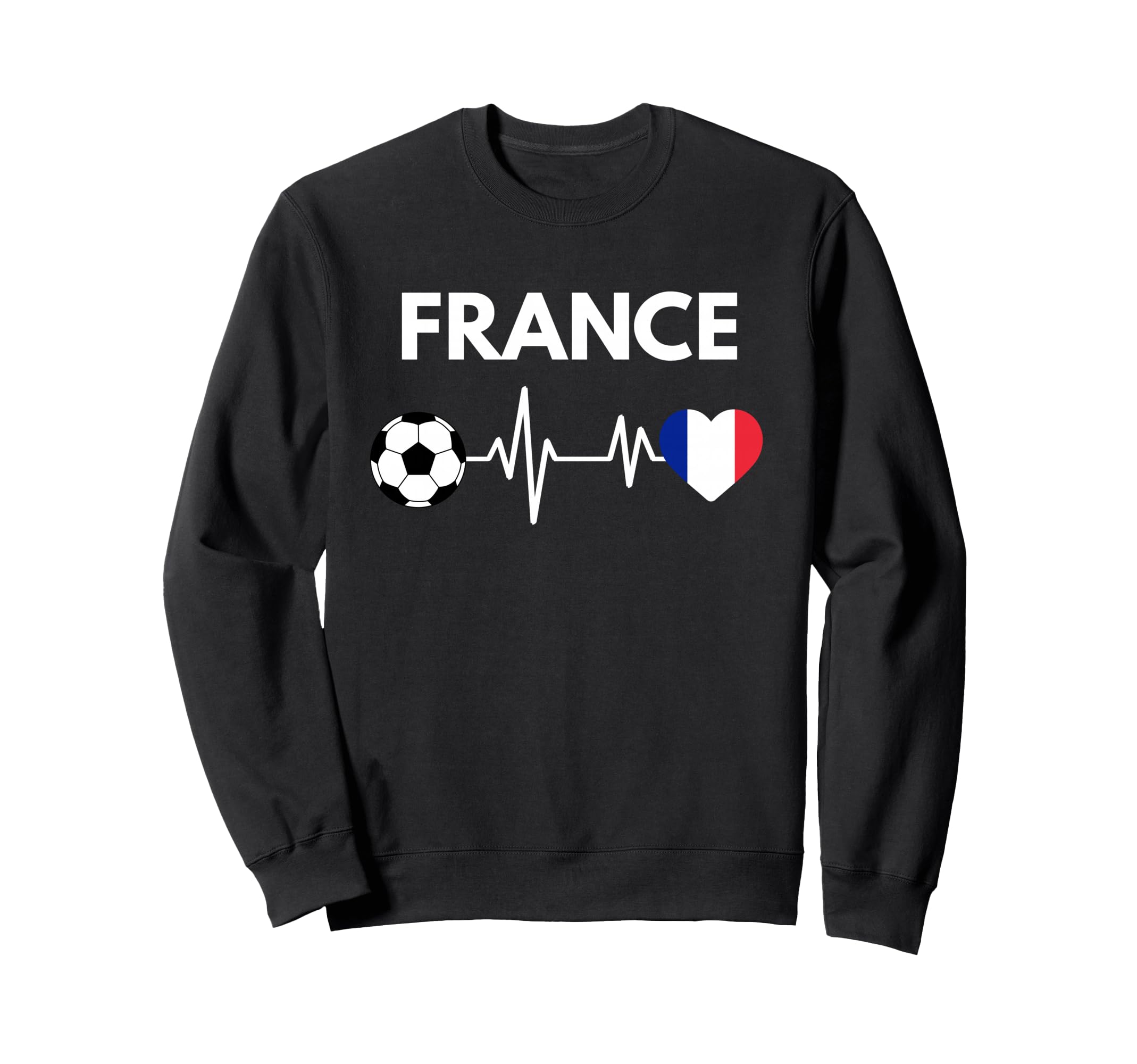 France Flag Heartbeat Soccer Sweatshirt - Minimalist Print Unisex