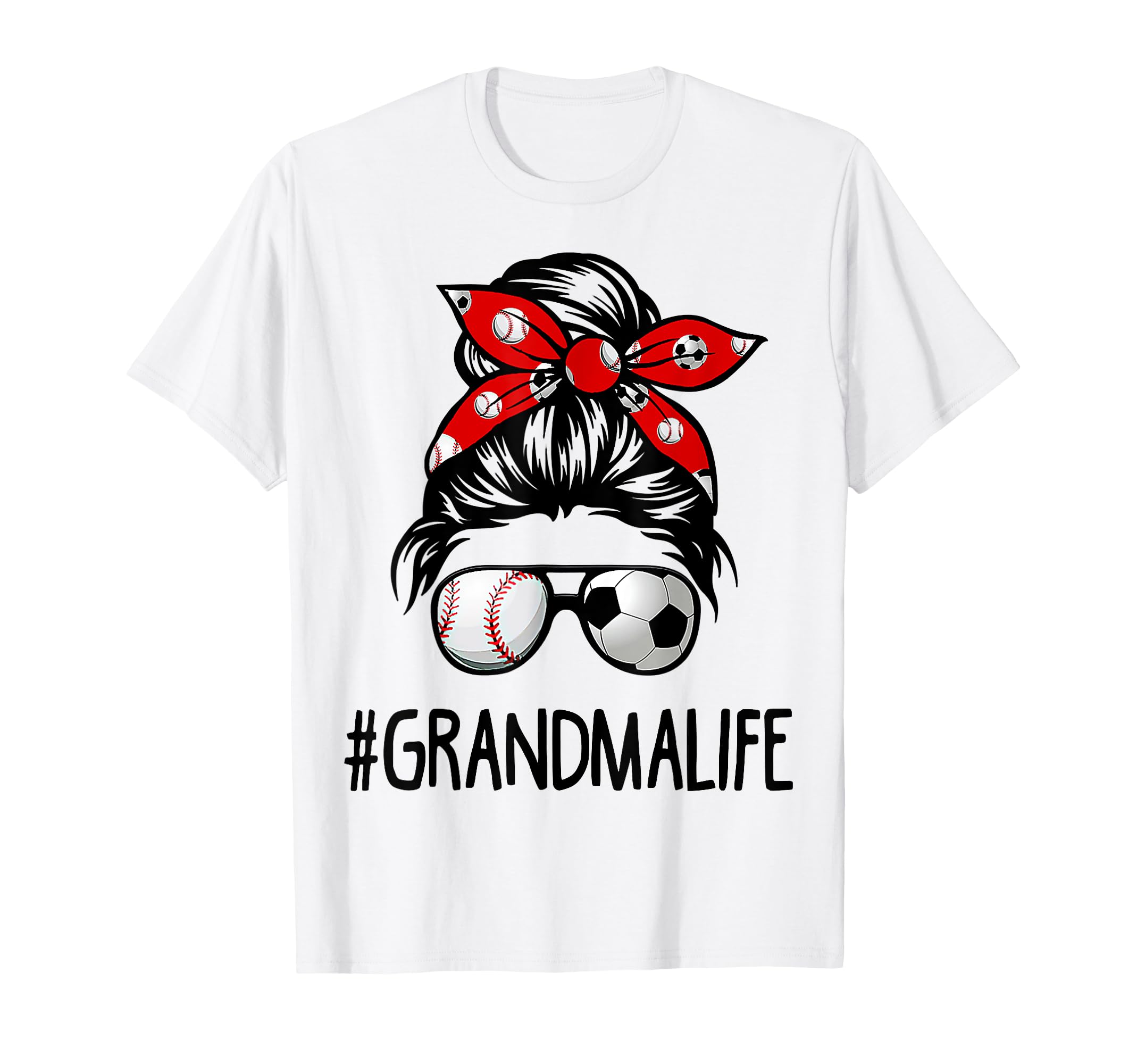 Classy Grandma Life Soccer Messy Bun T-Shirt - Graphic Print for Adults