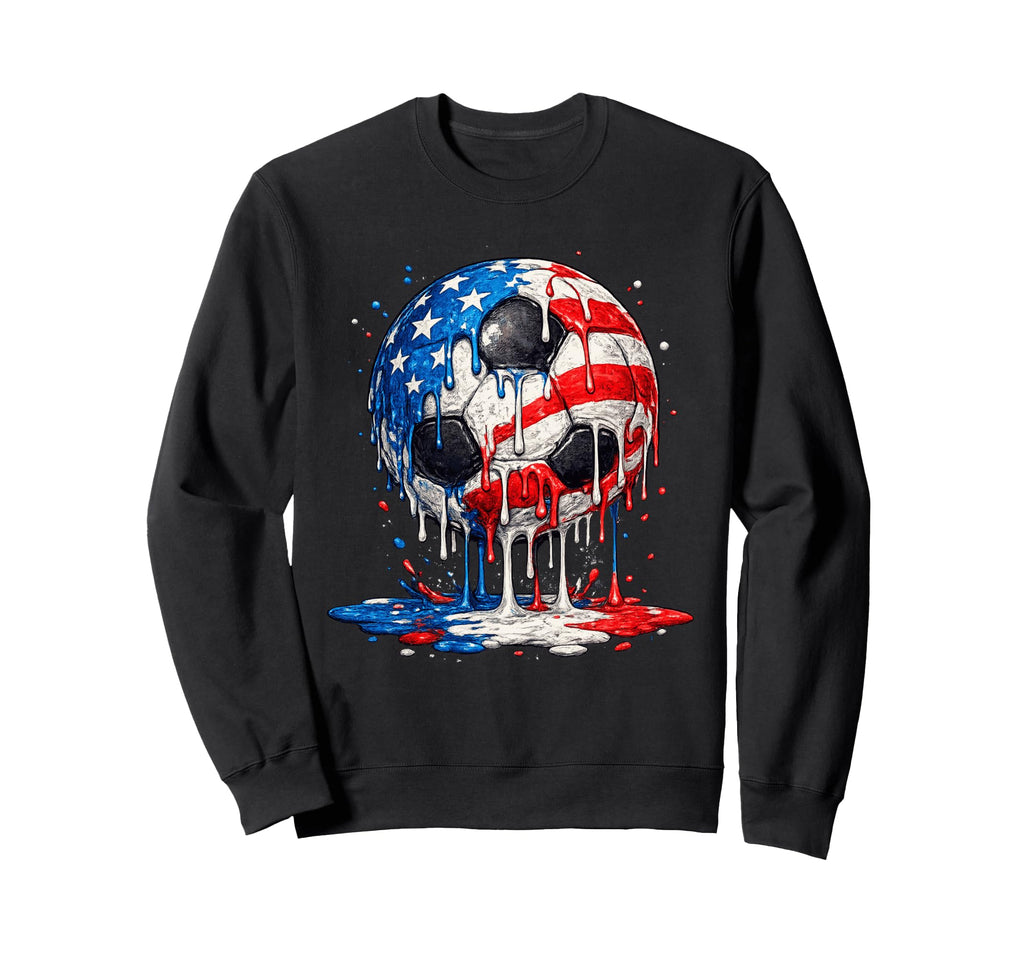 Soccer Drip Ice Cream American Flag 4Th Sweatshirt - Unique Graphic Unisex