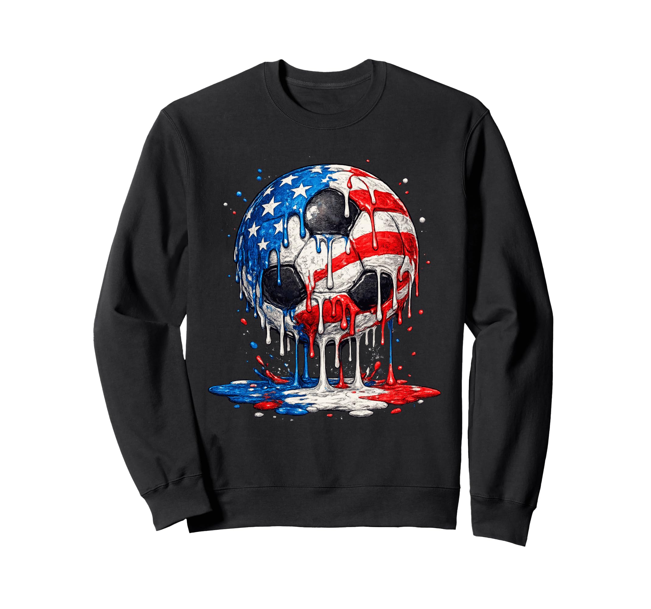 Soccer Drip Ice Cream American Flag 4Th Sweatshirt - Unique Graphic Unisex