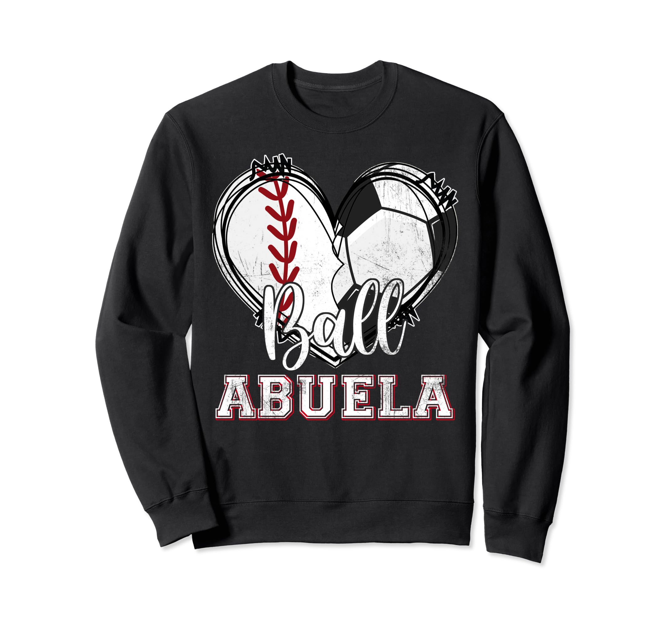 Ball Abuela Baseball Soccer Heart Sweatshirt - Aesthetic Graphic Unisex