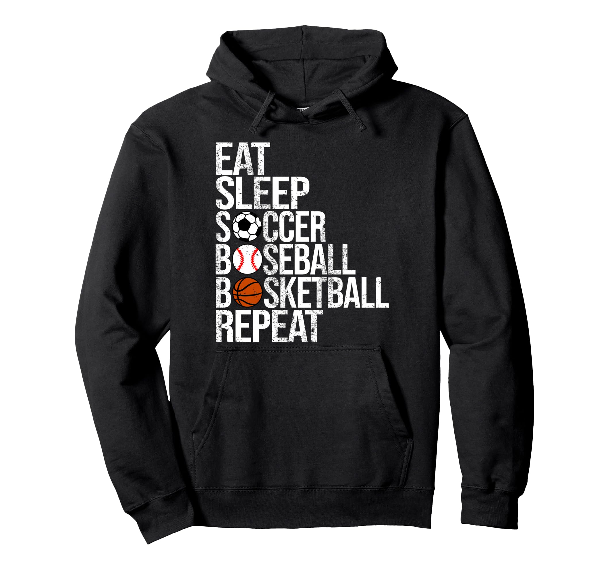 Eat Sleep Soccer Baseball Basketball Hoodie - Minimalist Print Unisex