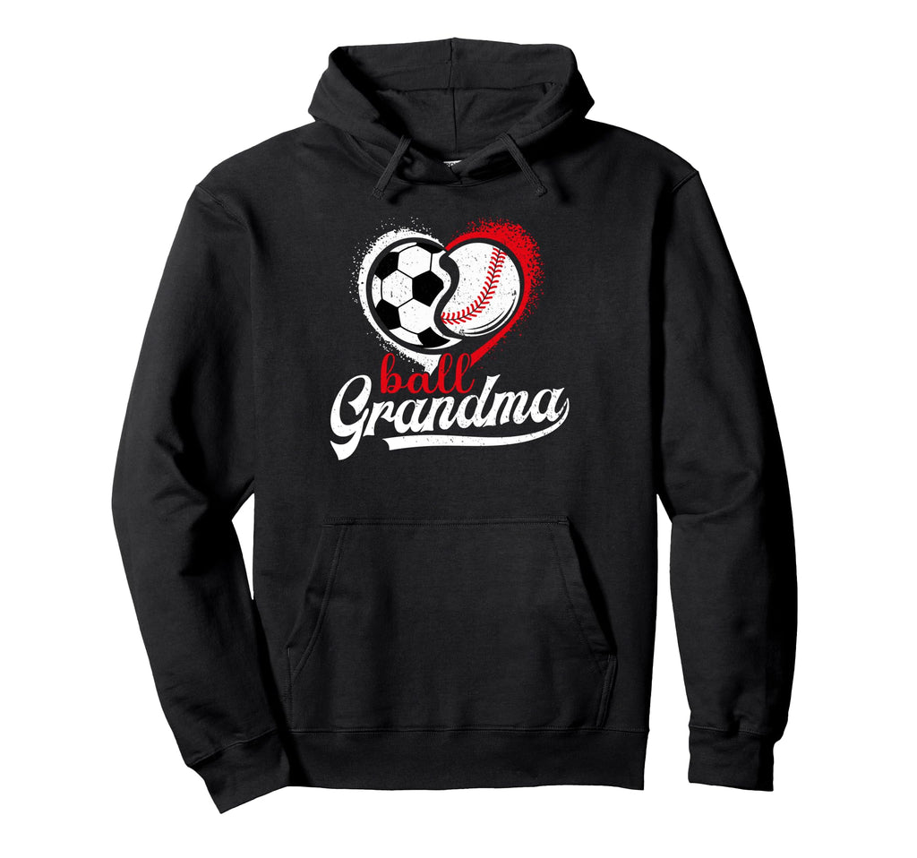 Ball Grandma Heart Soccer Baseball Hoodie - Minimalist Print for Adults