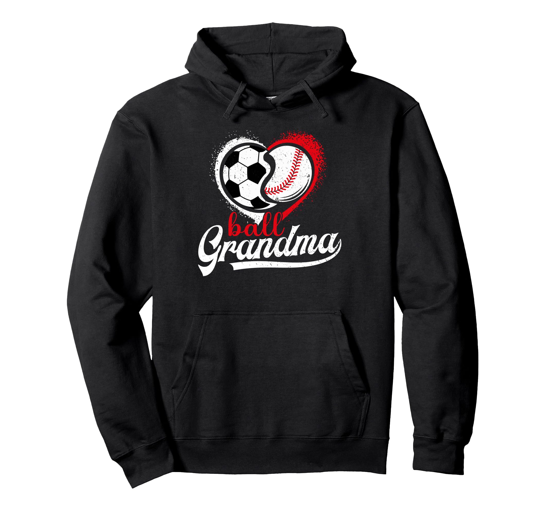 Ball Grandma Heart Soccer Baseball Hoodie - Minimalist Print for Adults