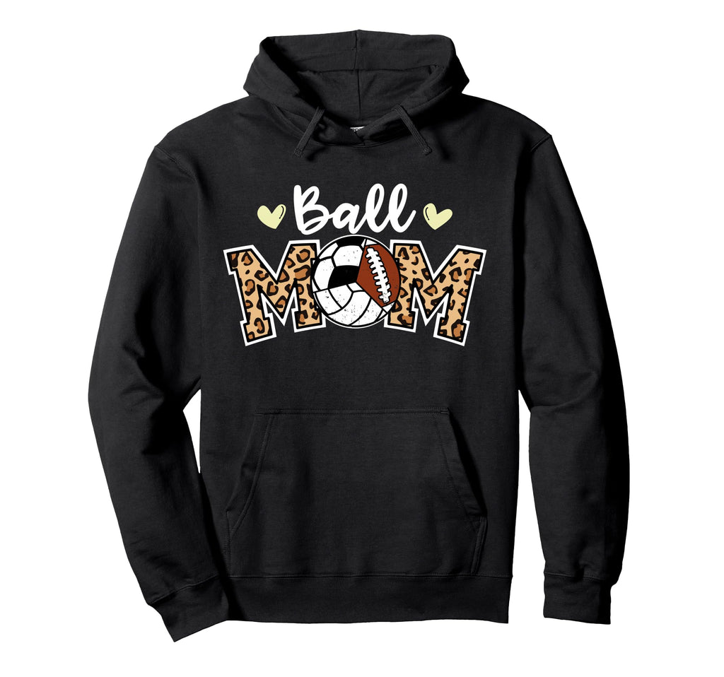 Ball Mom Leopard Volleyball Hoodie - Casual Everyday Wear for Adults