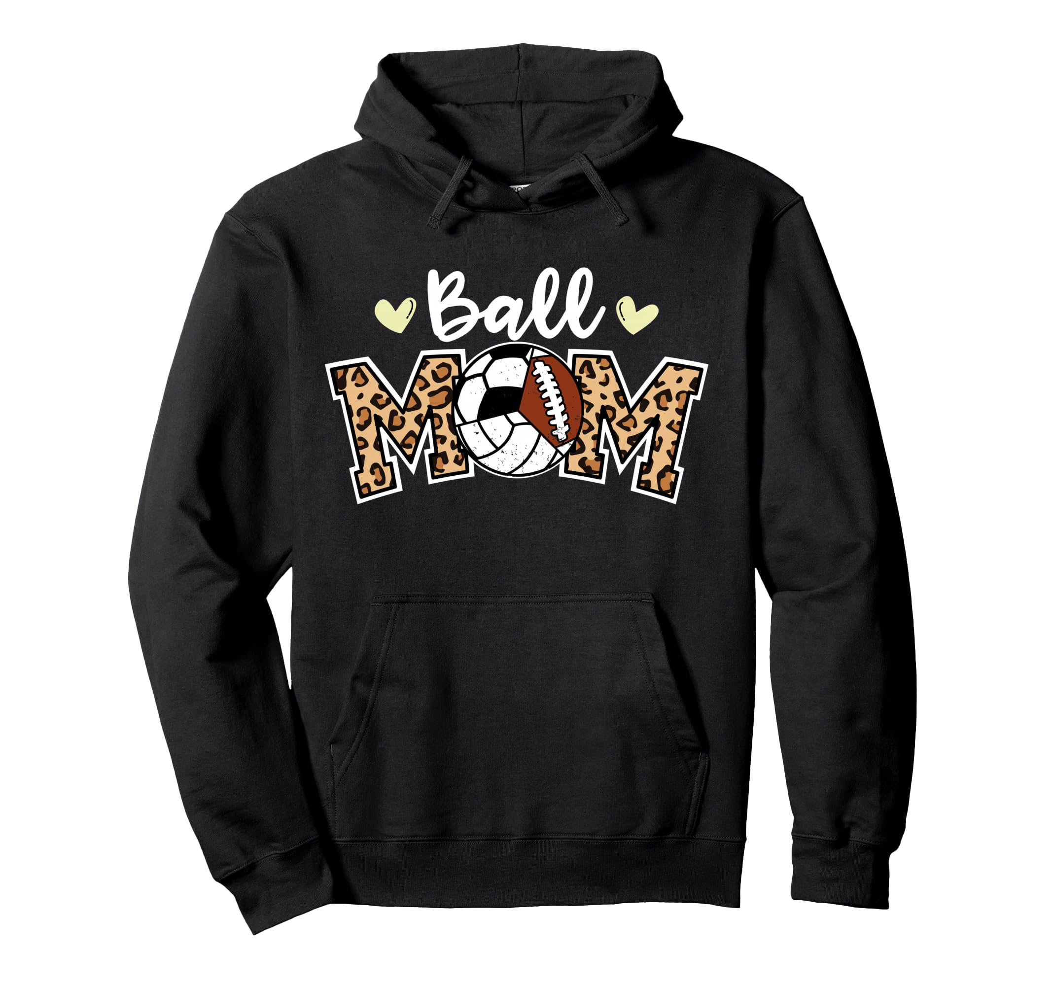 Ball Mom Leopard Volleyball Hoodie - Casual Everyday Wear for Adults
