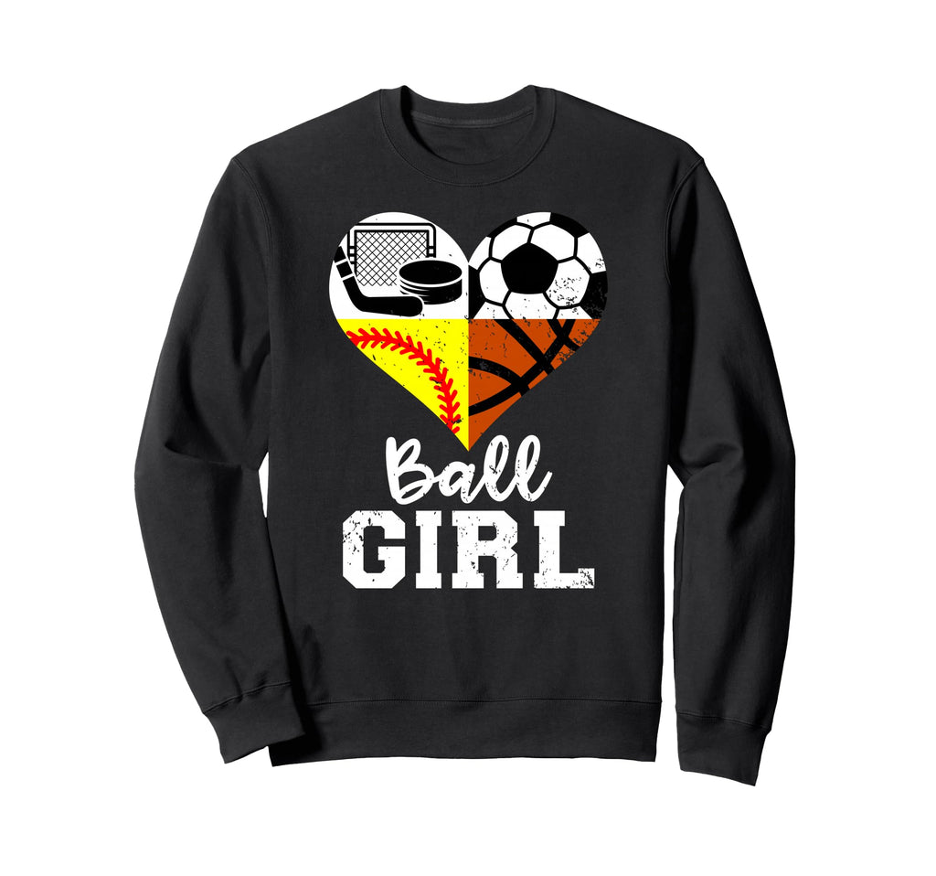 Ball Heart Soccer Softball Basketball Sweatshirt - Minimalist Print Unisex