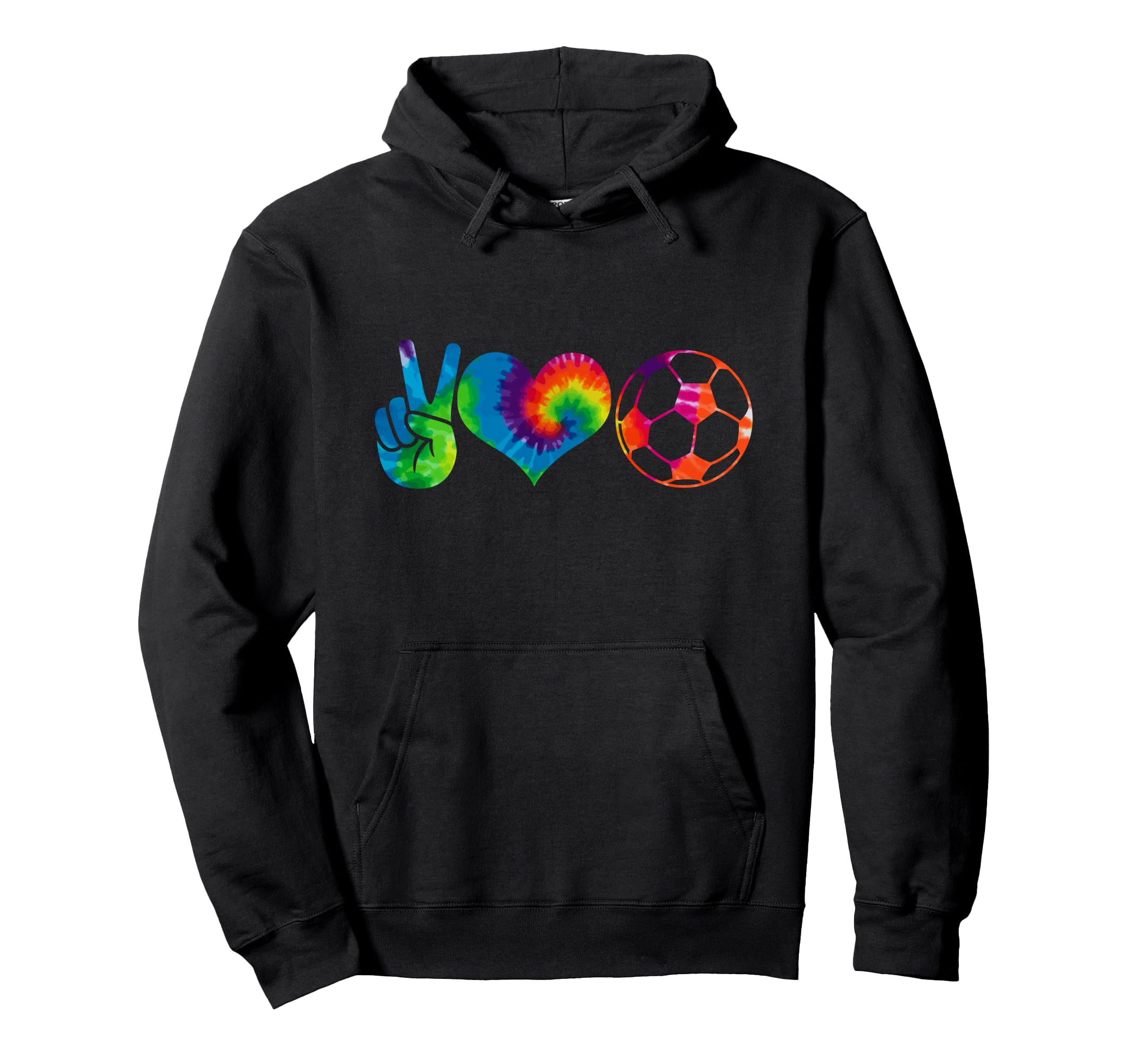 Soccer Tie Dye Peace Love Soccer Player Hoodie - Graphic Print Unisex