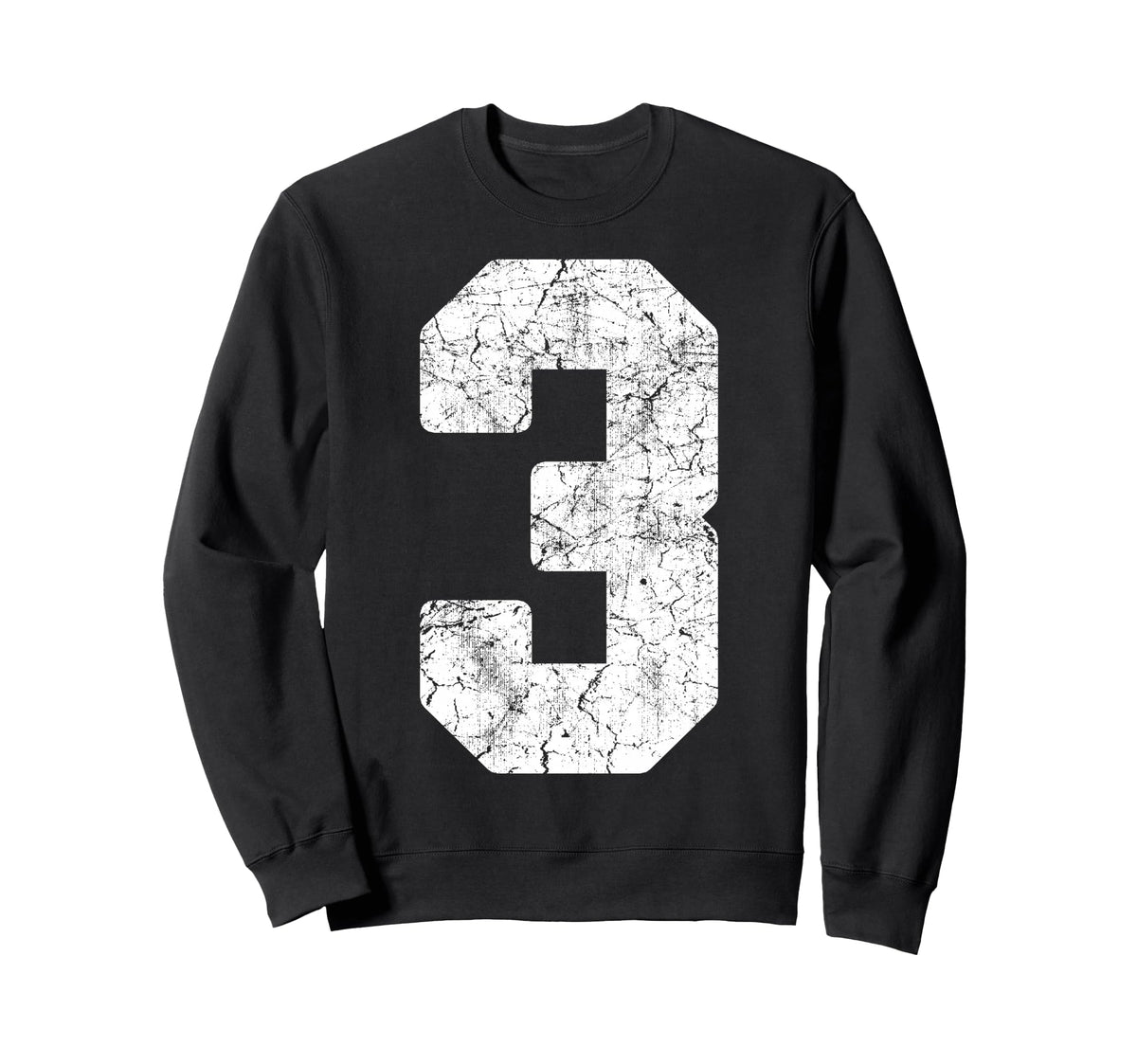 Distressed White Number 3 Jersey Sweatshirt - Casual Everyday Wear Unisex