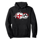 Heartbeat England Soccer Flag Hoodie - Casual Everyday Wear Men Women