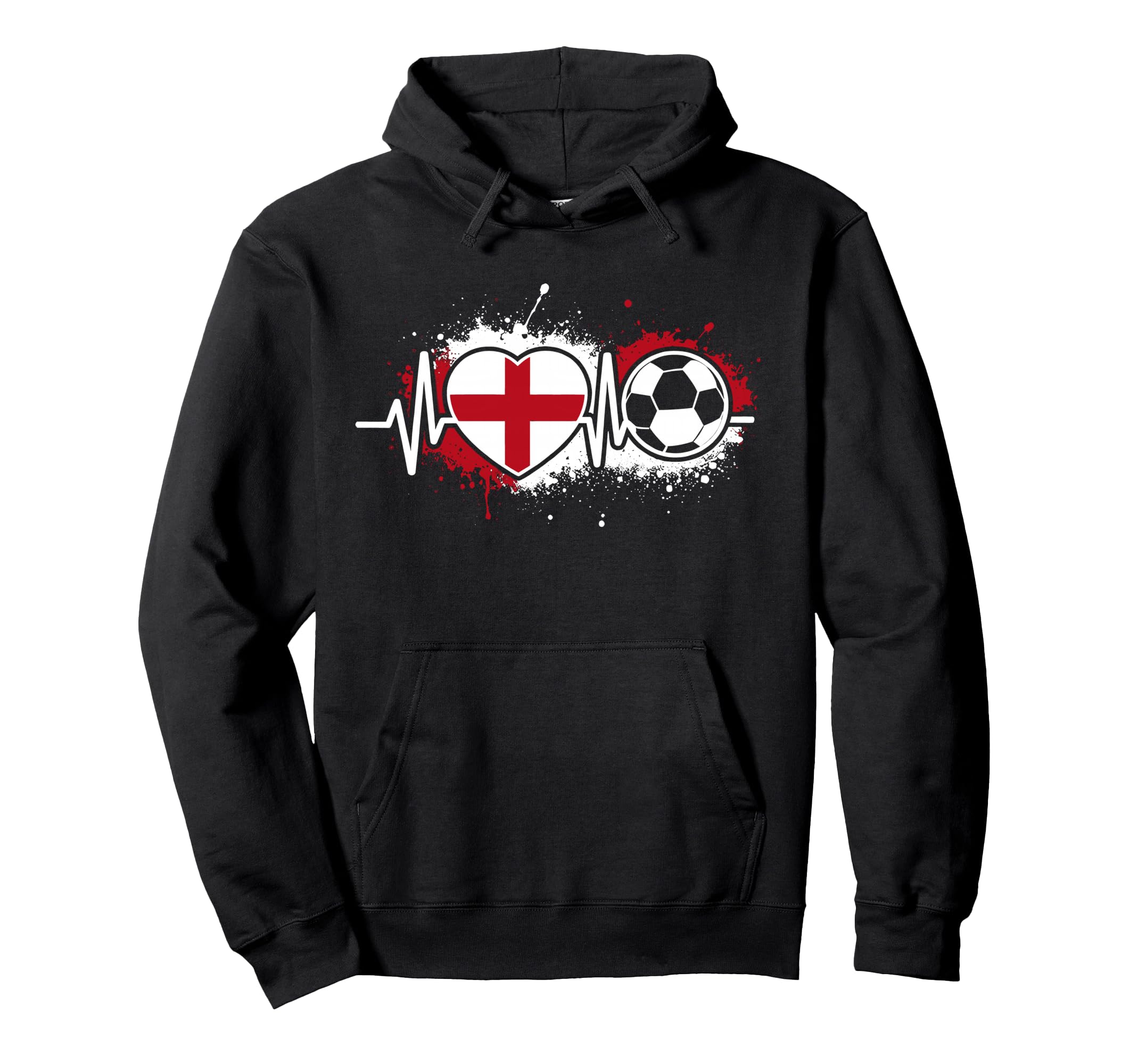 Heartbeat England Soccer Flag Hoodie - Casual Everyday Wear Men Women