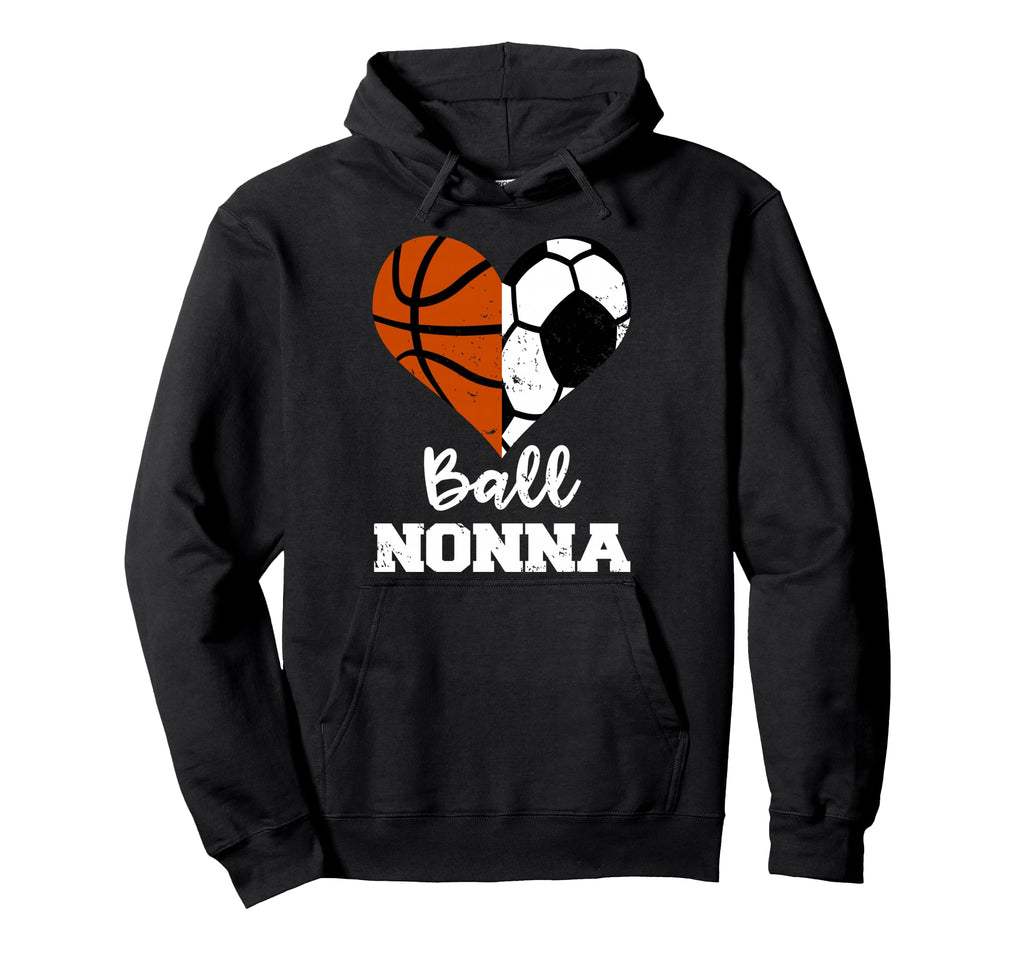Ball Nonna Heart Funny Soccer Basketball Hoodie - Trendy Graphic Men Women