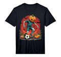 Spooky Skeleton Soccer Player Pumpkin T-Shirt - Custom Art Print Unisex