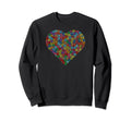 Colorful Soccer Ball Love Heart Sweatshirt - Fun Novelty Design for Adults