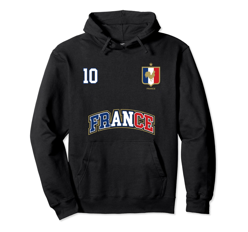 France Number 10 Soccer Team Sports Hoodie - Minimalist Print for Adults