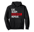 Eat Sleep Workout Repeat Funny Workout Hoodie - Unique Graphic Unisex