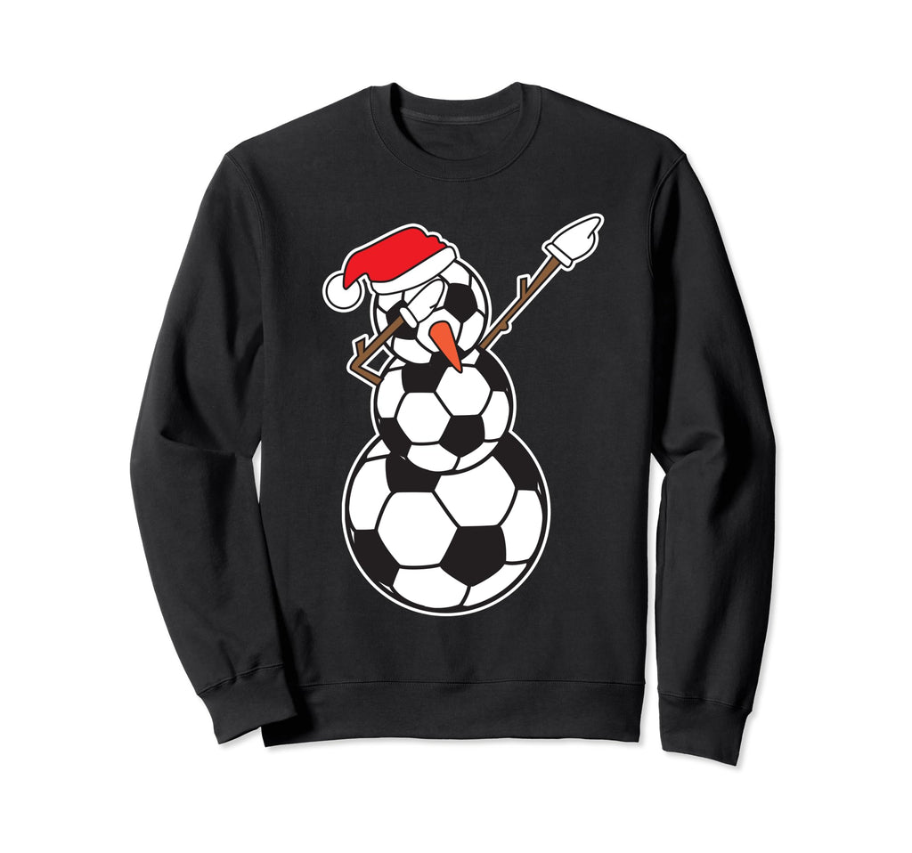 Dabbing Snowman Soccer Ball Funny Sweatshirt - Unique Graphic for Adults