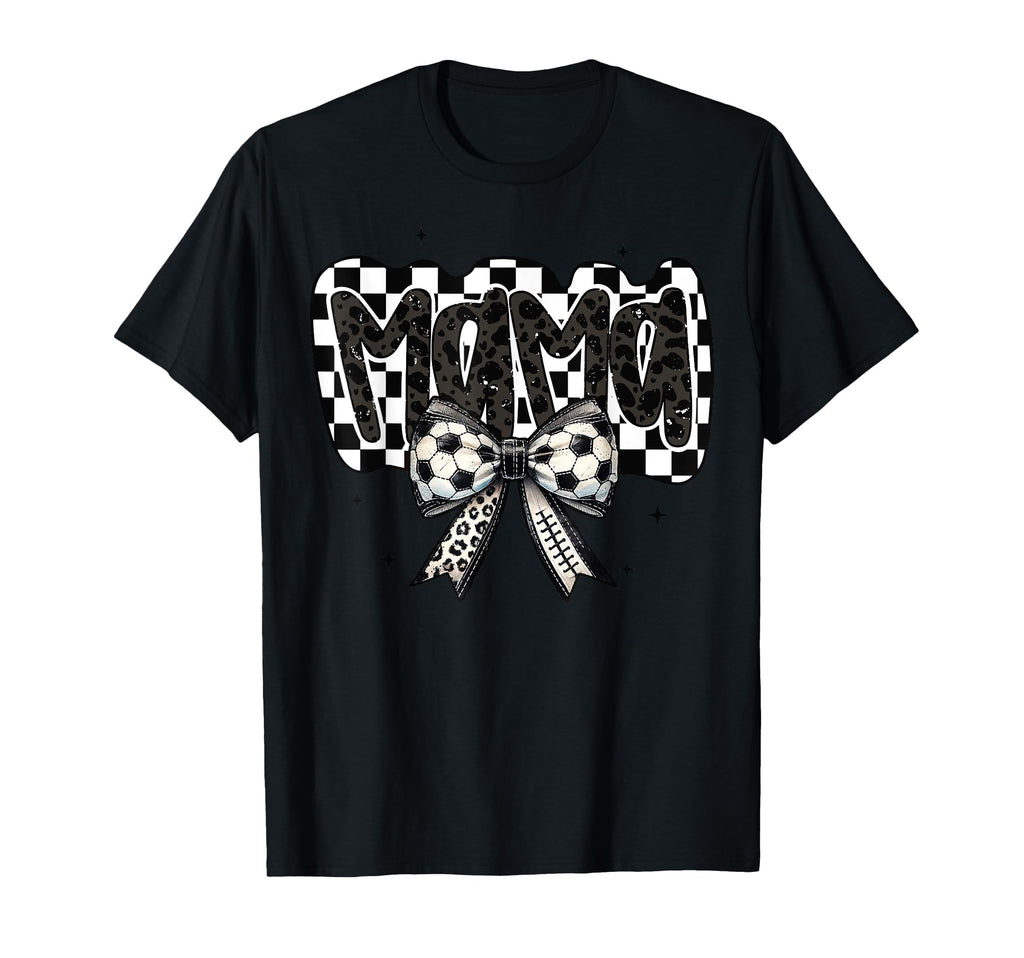 Mama Coquette Bow Game Day Soccer T-Shirt - Casual Everyday Wear Men Women