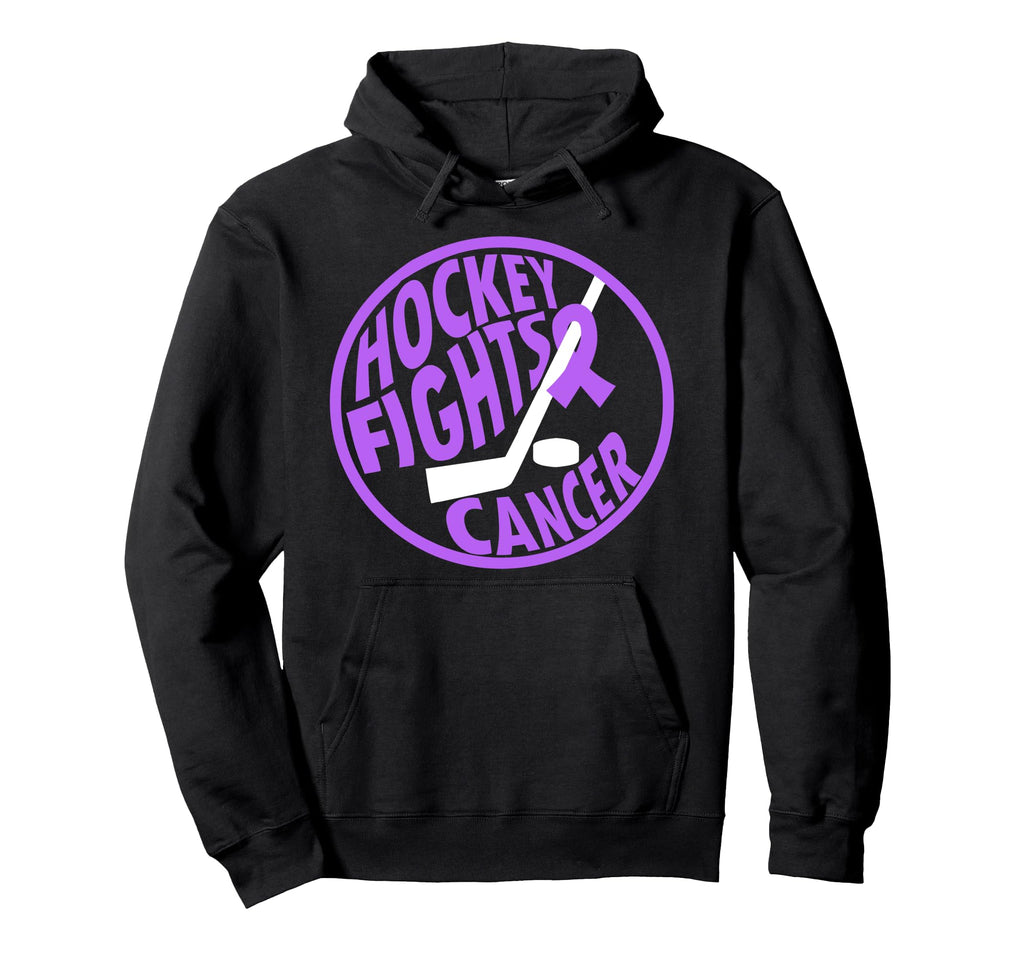 Funny Hockey Fights Cancer Purple Hoodie - Aesthetic Graphic for Adults