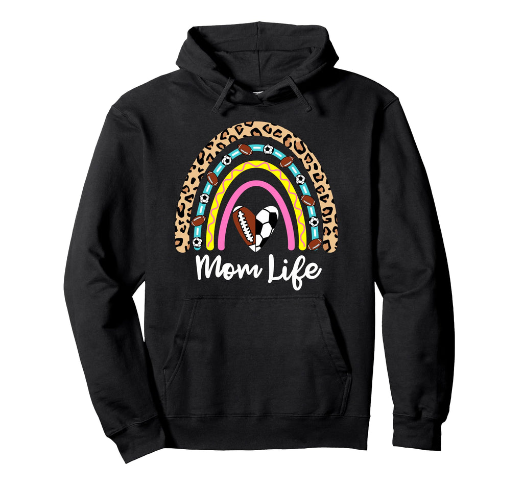 Soccer Football Mom Boho Rainbow Funny Hoodie - Graphic Print for Adults