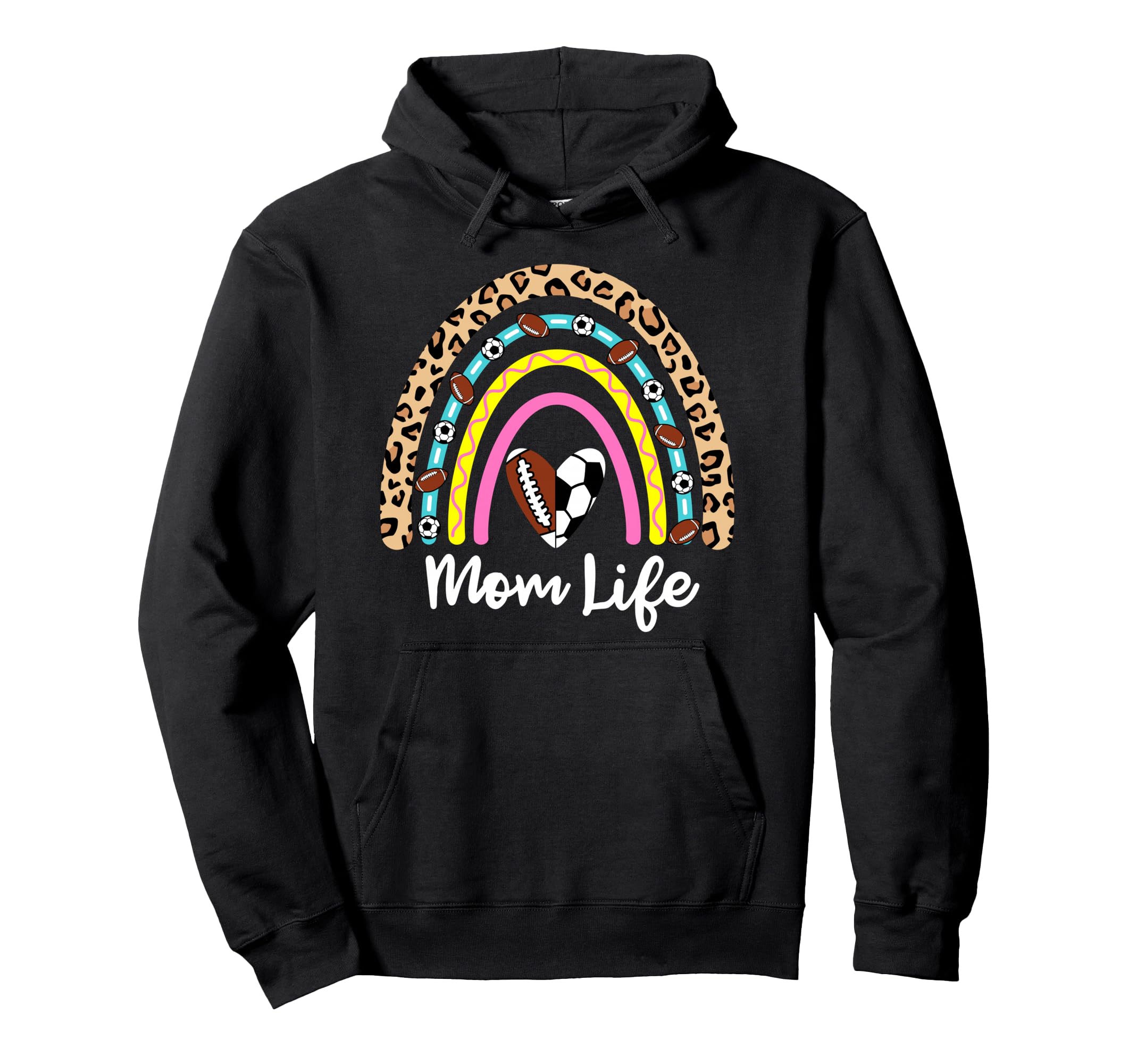 Soccer Football Mom Boho Rainbow Funny Hoodie - Graphic Print for Adults