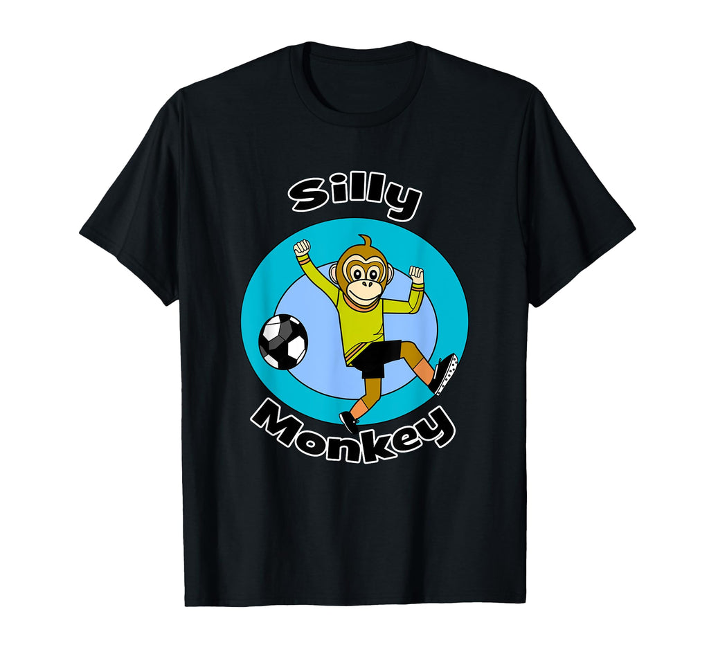 Silly Monkey Loves Soccer T-Shirt - Minimalist Print Unisex