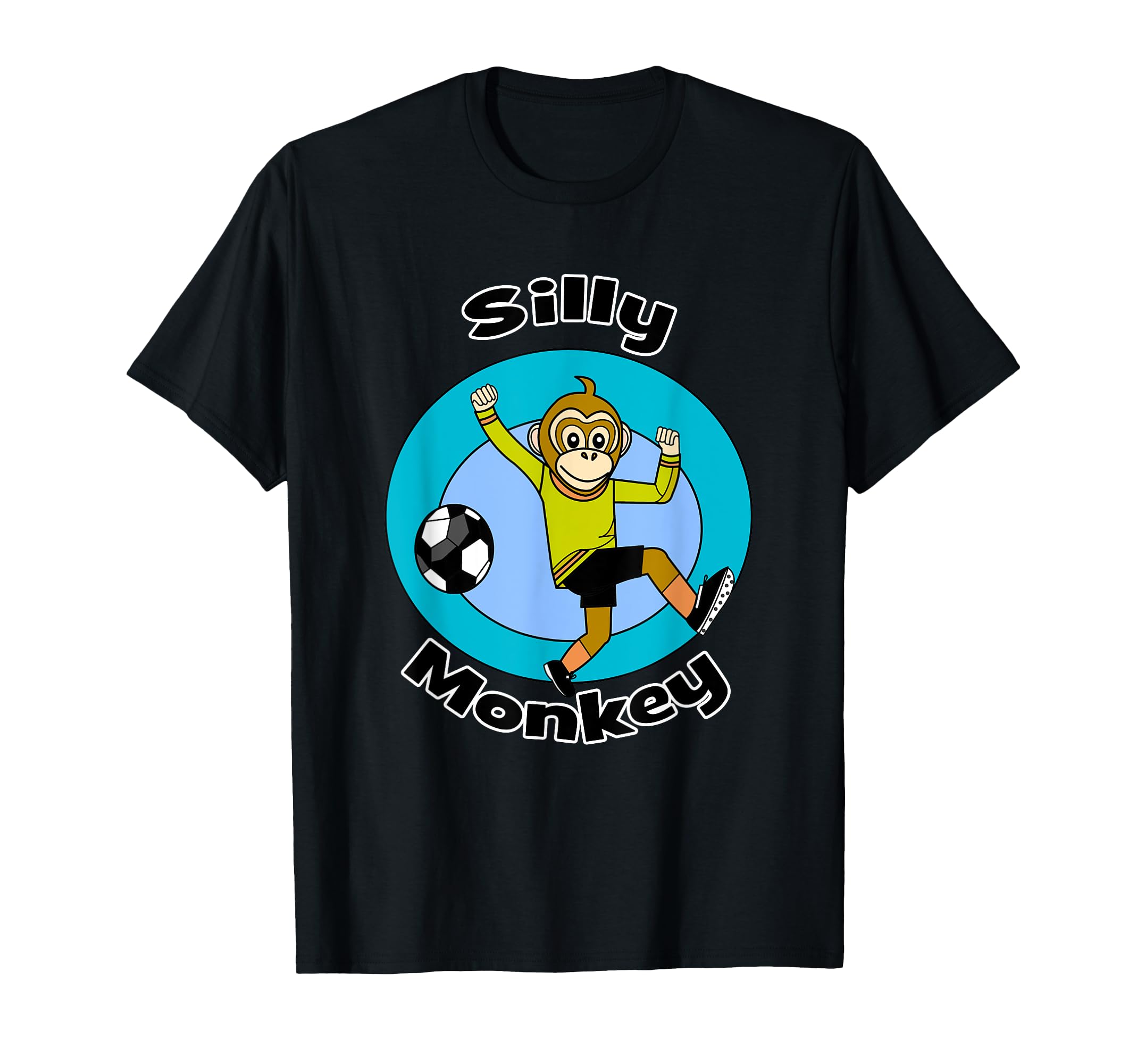 Silly Monkey Loves Soccer T-Shirt - Minimalist Print Unisex